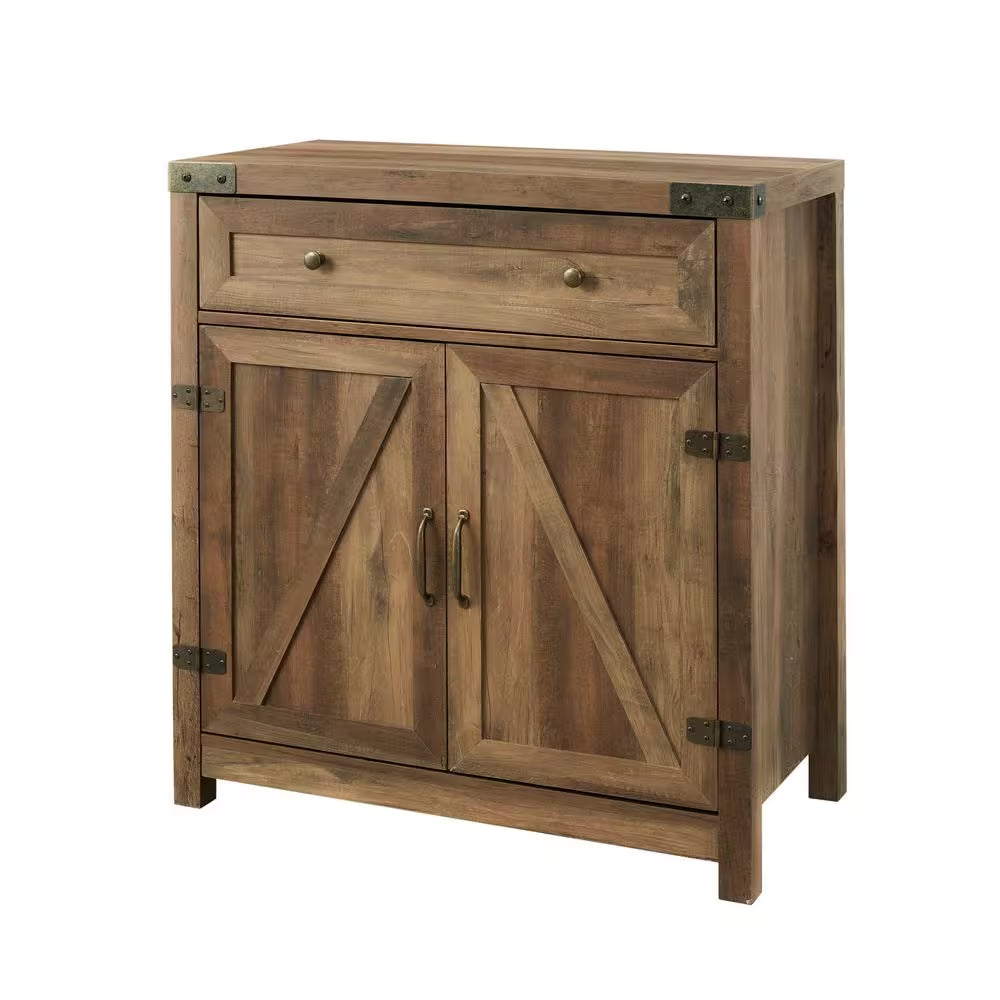 Barnwood Collection 30 In. Barnwood Accent Cabinet with Barn Doors