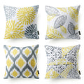 New Living Series Double-Sided Design Decorative Throw Pillow Cover, 18" X 18", Yellow/Gray, 4 Pack