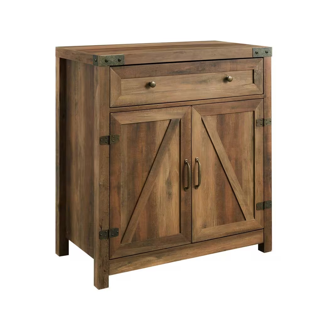 Barnwood Collection 30 In. Barnwood Accent Cabinet with Barn Doors