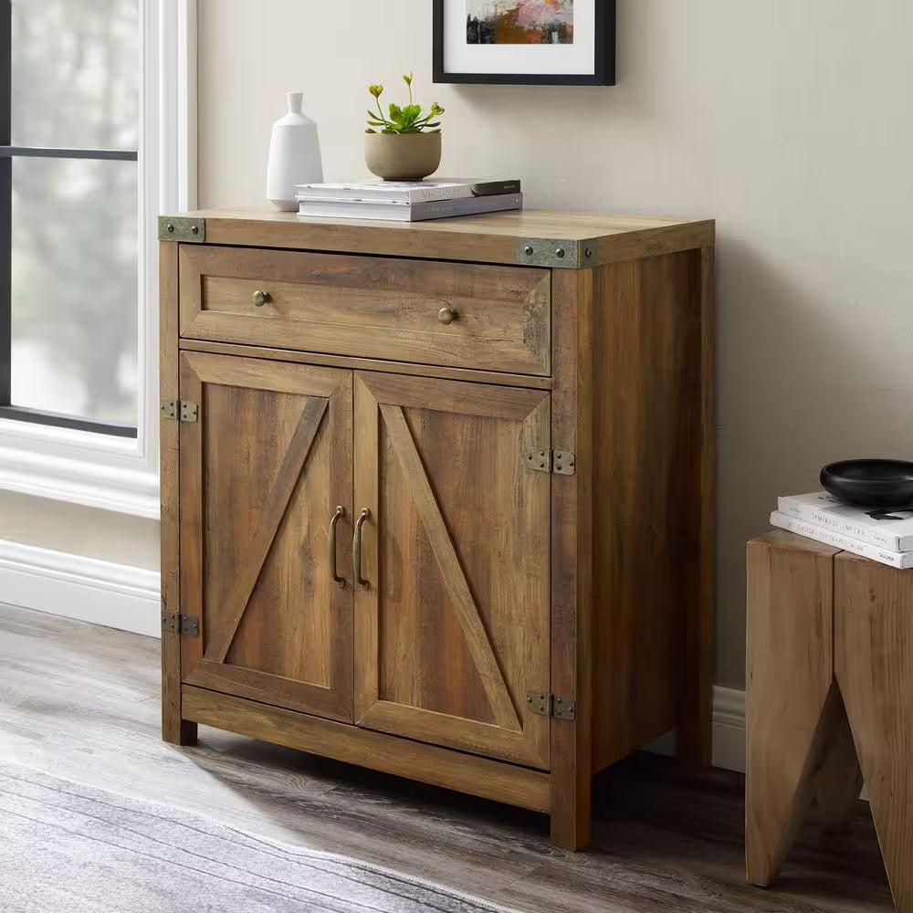 Barnwood Collection 30 In. Barnwood Accent Cabinet with Barn Doors