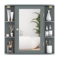 Costway Versatile Wall-Mounted Bathroom Storage Cabinet with Mirror in Gray