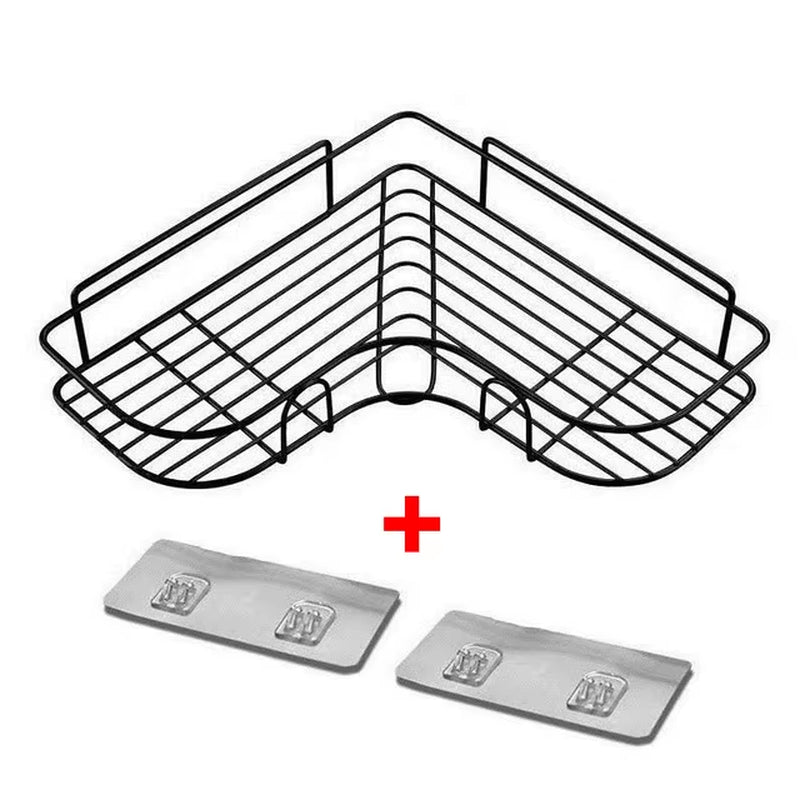 No-Drill Metal Bathroom Shelves for Organized Storage of Cleaning and Kitchen Supplies