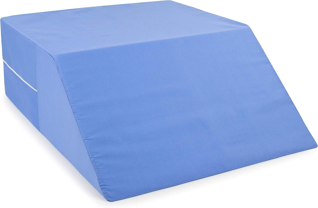 Firm Leg Wedge Pillow for Back Pain Relief (FSA Eligible), High-Density Foam, Bed Wedge Pillow for Legs Elevation, Knee Pain, Post Surgery Pillow, Circulation and Swelling, Pregnancy, Blue