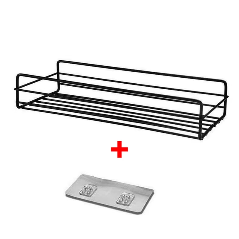No-Drill Metal Bathroom Shelves for Organized Storage of Cleaning and Kitchen Supplies