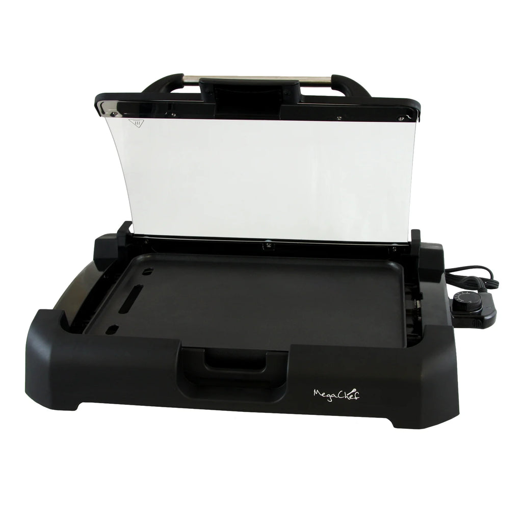 Reversible Indoor Grill and Griddle with Removable Glass Lid