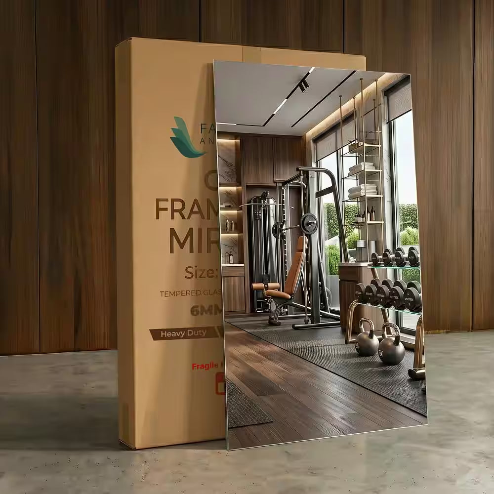HD Gym Mirror 1/4 In. Thick 36 In. W X 72 In. H Tempered Glass, Safety-Backed, Free Hardware Included