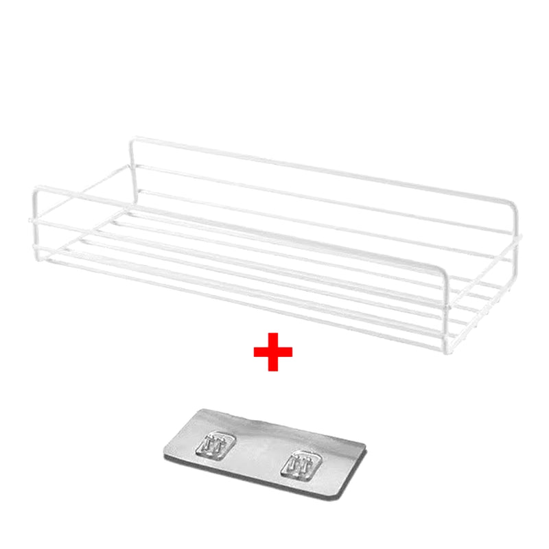 No-Drill Metal Bathroom Shelves for Organized Storage of Cleaning and Kitchen Supplies