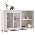Storage Cabinet Sideboard Buffet Cupboard Glass Sliding Door Pantry Kitchen Off-White