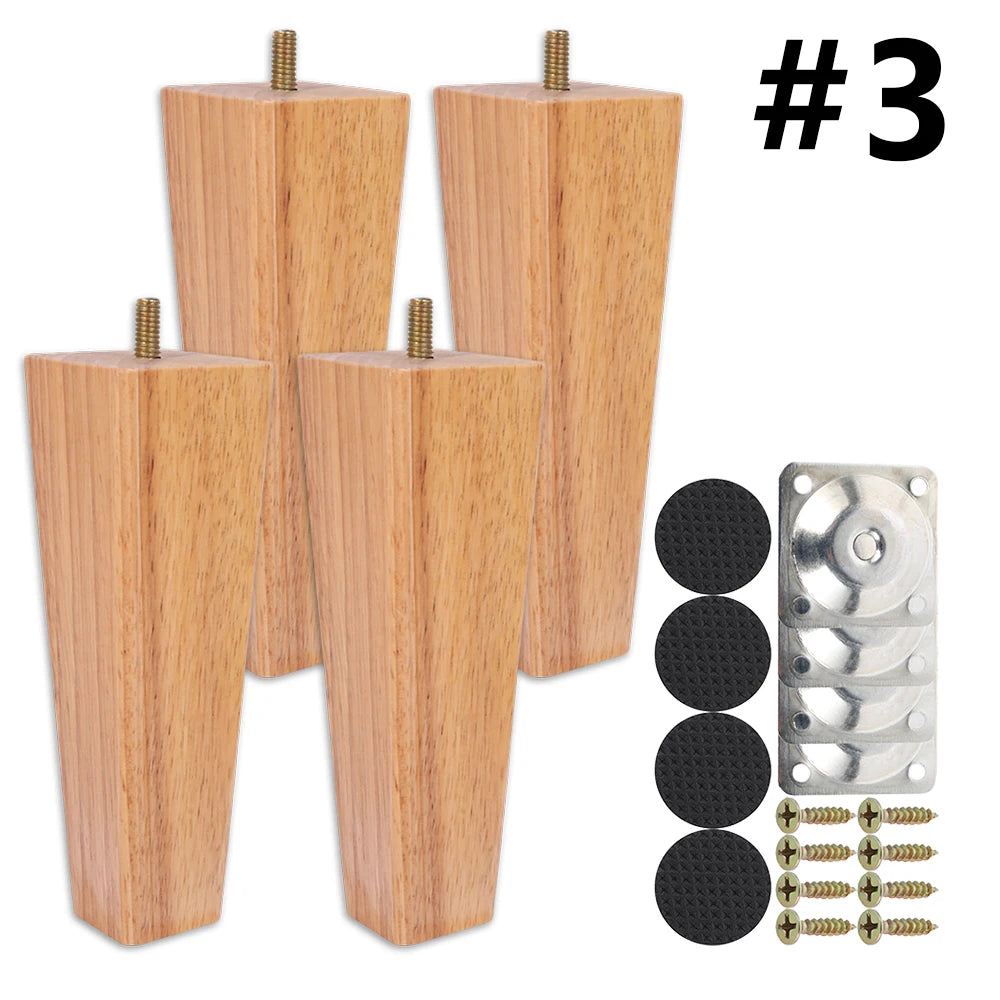 4Pcs 6/10/15Cm Solid Wood Furniture Feets Sofa Cabinets Legs Square Bed Table Chair Replacement Feet Home Furniture Accessories