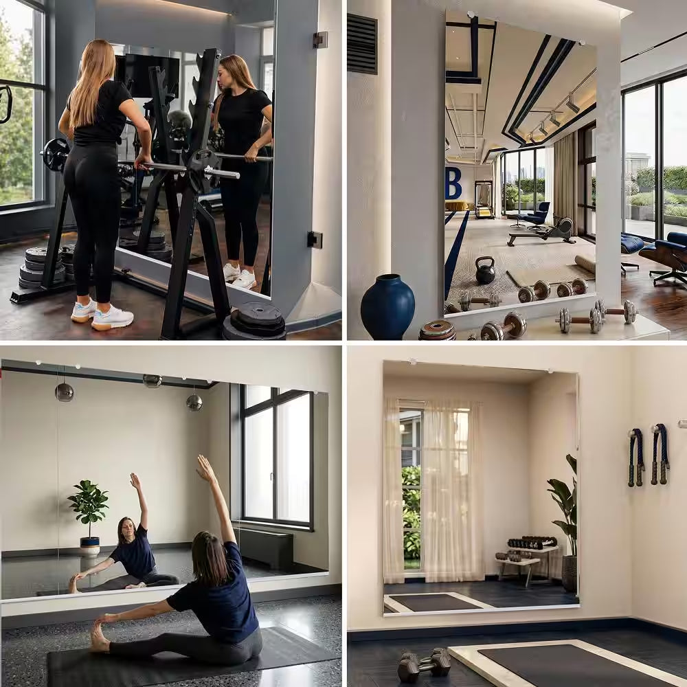 HD Gym Mirror 1/4 In. Thick 36 In. W X 72 In. H Tempered Glass, Safety-Backed, Free Hardware Included