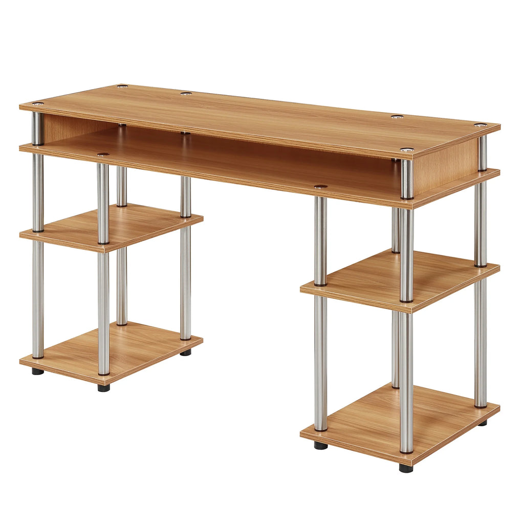 Designs2Go No Tools Student Desk with Shelves, Light Oak, All Ages - 30" Height
