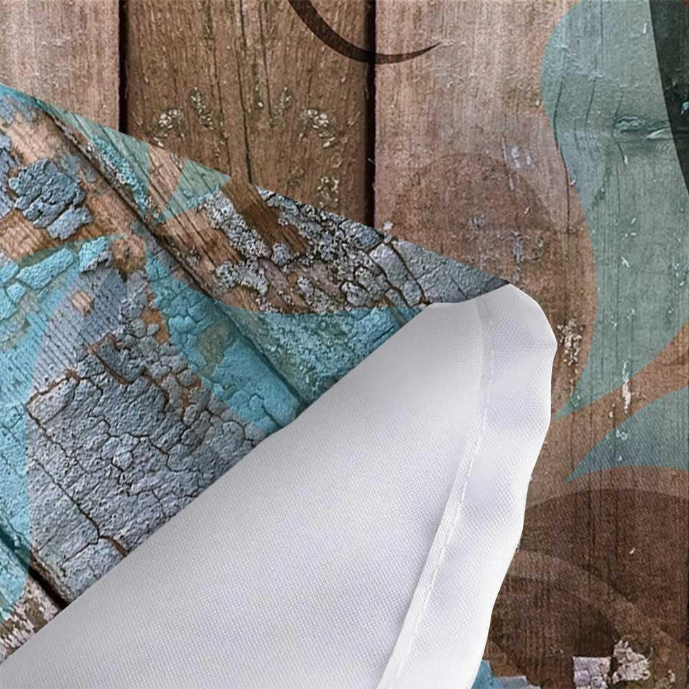 Farmhouse Floral Shower Curtain Set in Rustic Teal and Turquoise Dahlia Design, Country Blue Wild Garden Fabric with Hooks, Surreal Bathroom Decor, 69x70 Inches