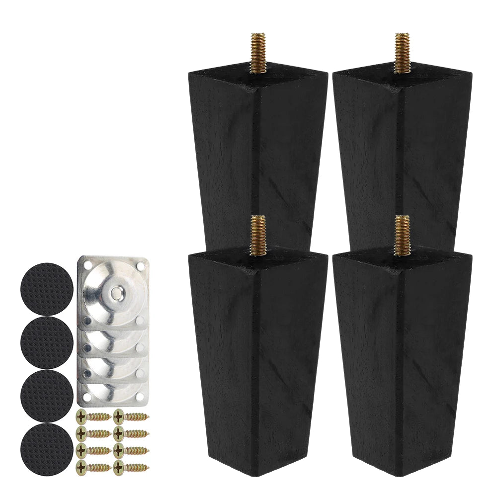 4Pcs 6/10/15Cm Solid Wood Furniture Feets Sofa Cabinets Legs Square Bed Table Chair Replacement Feet Home Furniture Accessories