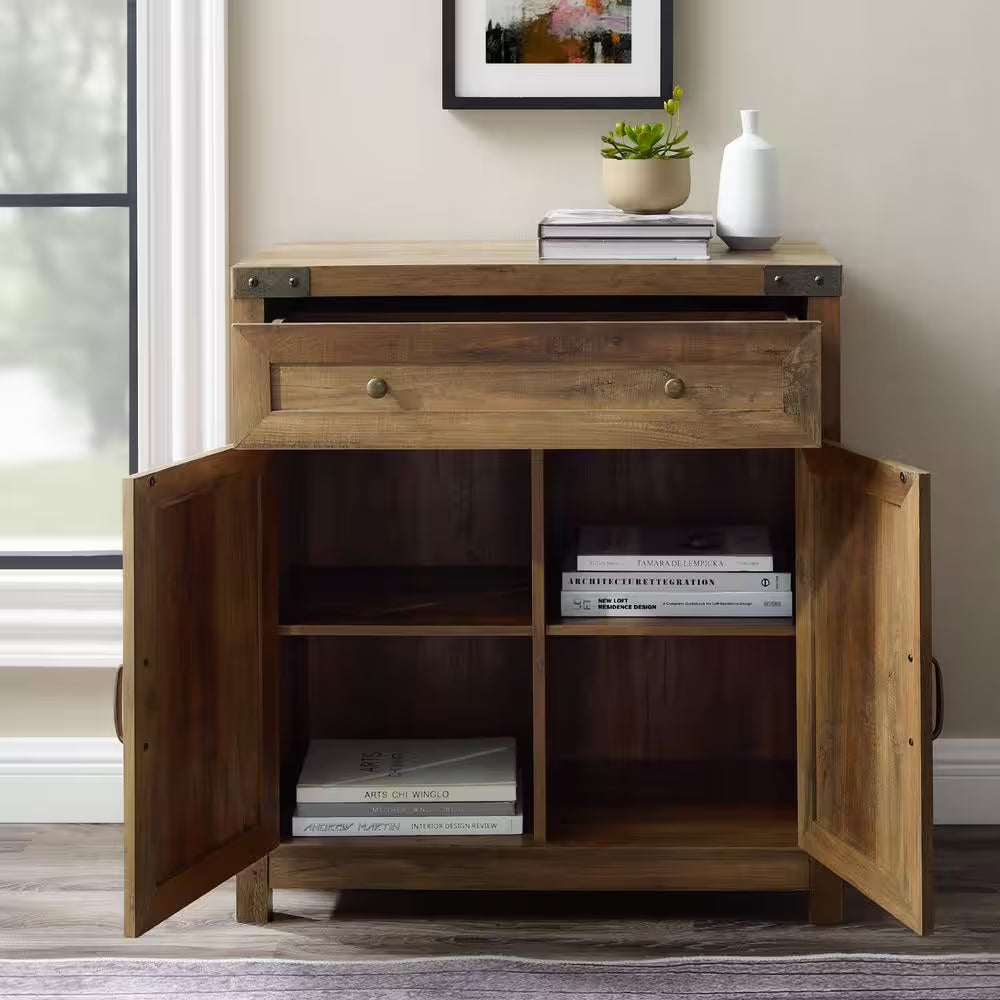 Barnwood Collection 30 In. Barnwood Accent Cabinet with Barn Doors