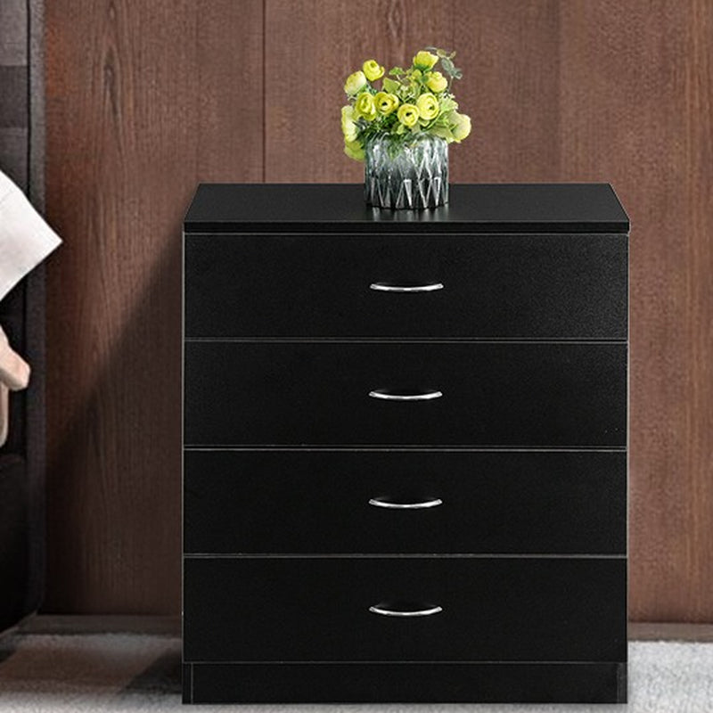 Black Chest of Drawers Dresser Wood Organizer Cabinet, 4 Drawer Nightstand Side Table, Furniture for Bedroom