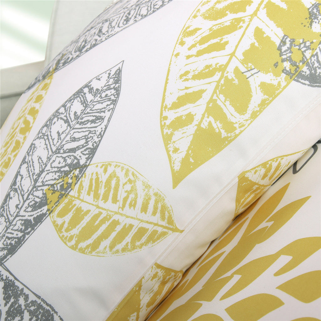 New Living Series Double-Sided Design Decorative Throw Pillow Cover, 18" X 18", Yellow/Gray, 4 Pack