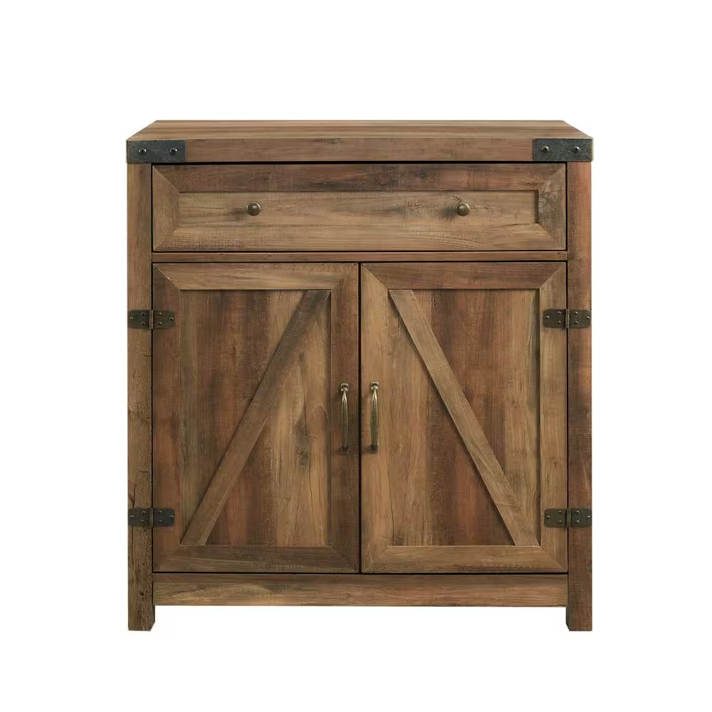 Barnwood Collection 30 In. Barnwood Accent Cabinet with Barn Doors
