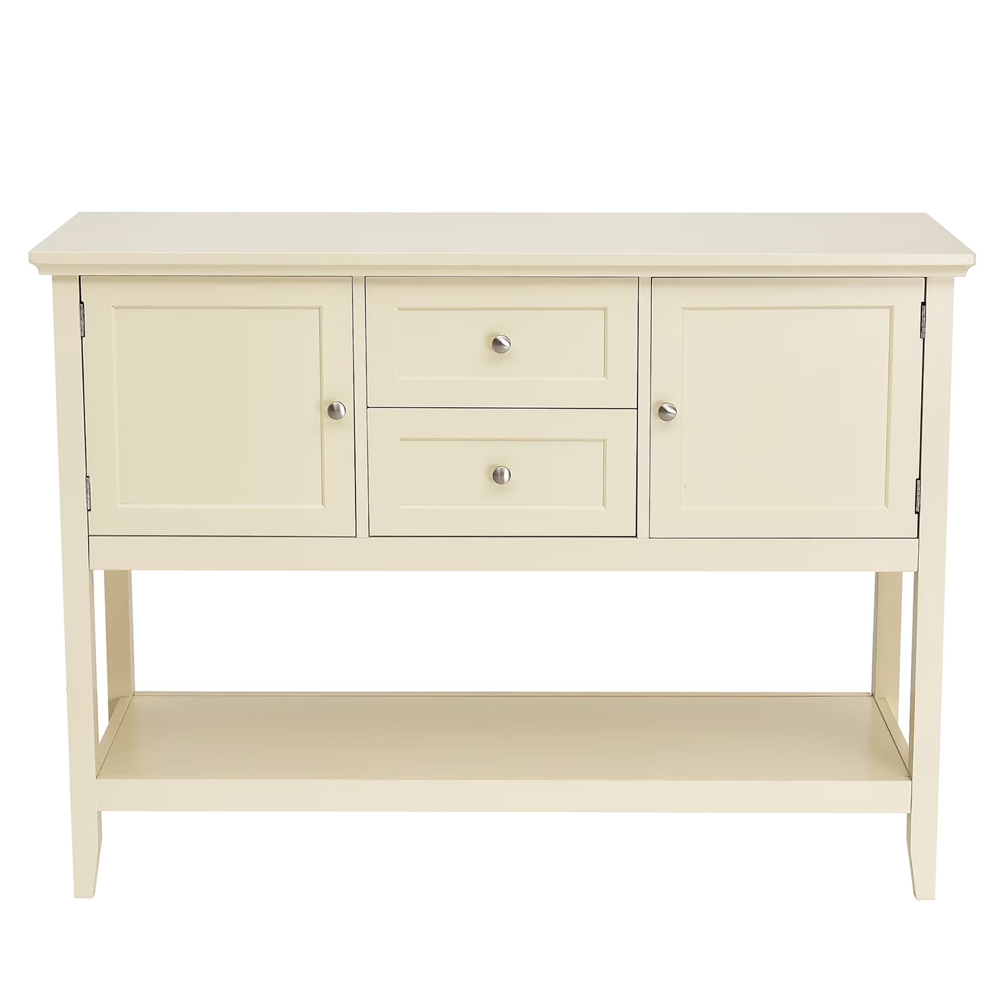 Sideboard Buffet Table Wooden Console Table W/ Drawers & Cabinets Beige