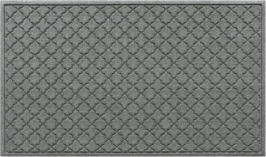 Cordova Front Door Mat Indoor Outdoor Entrance, Absorbent All-Weather Doormat Non-Slip Rubber Backing, Dirt & Moisture Trapper, Low Profile, Easy Clean, Made in USA, 35"X59" Medium Grey