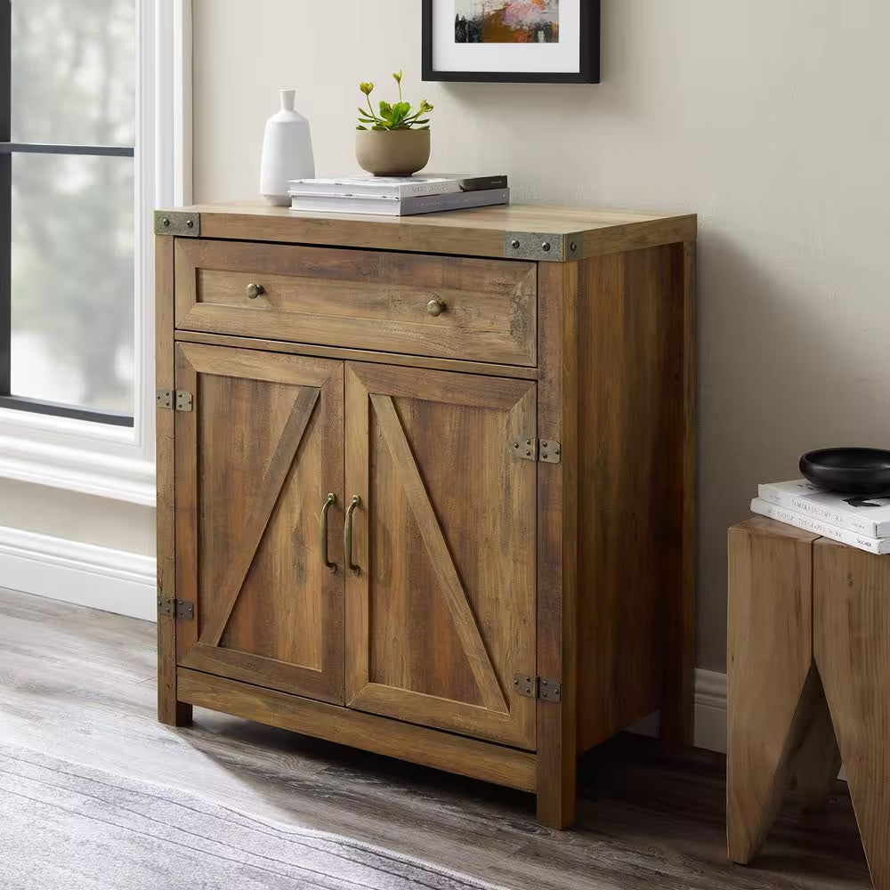 Barnwood Collection 30 In. Barnwood Accent Cabinet with Barn Doors