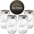 Ball Mason Jars 16 Oz Bundle with Non Slip Jar Opener- Set of 4 16 Ounce Size Mason Jars with Regular Mouth - Canning Glass Jars with Lids, Heritage Collection