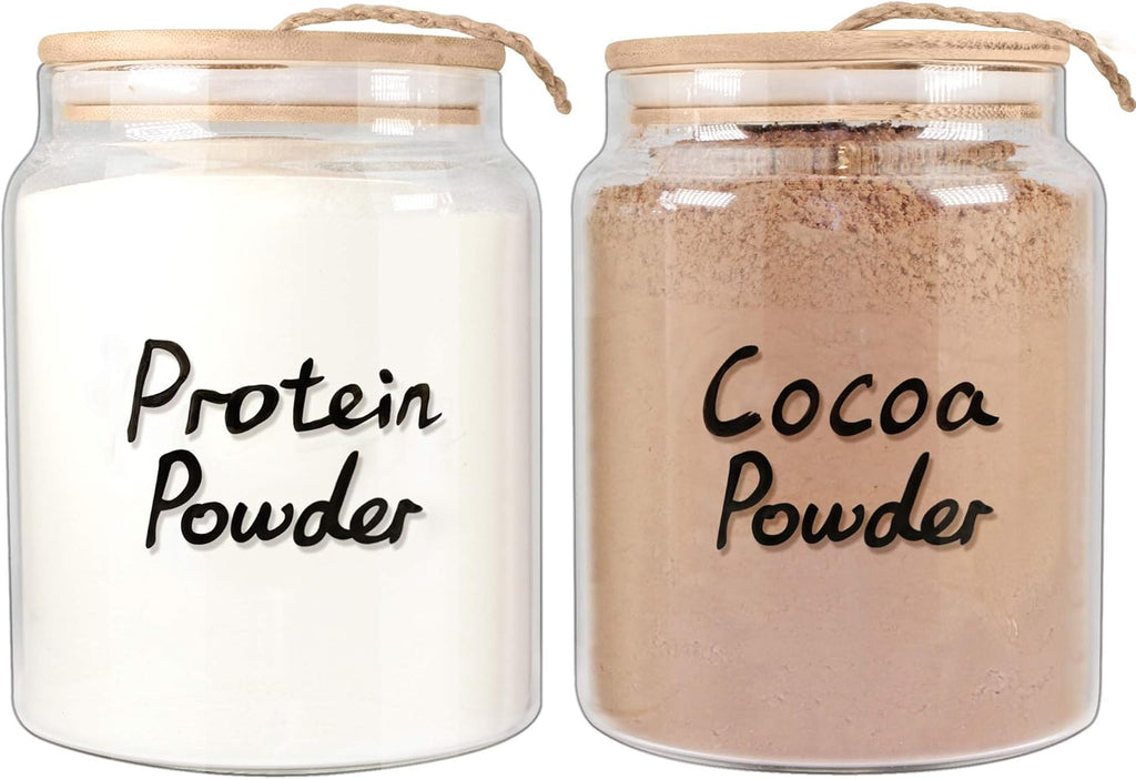 Glass Jar with Bamboo Lid, Food Storage Container with Airtight Lid, 2 Pack of 65Oz, Large Glass Food Canister, Pantry Jar, Glass Canisters Set