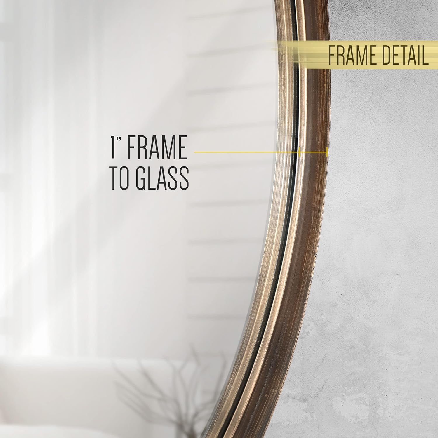 Large round Mirror, 27.5 Inch Brushed Bronze Wall Mirror with Handcrafted Oil Rubbed Frame, Metal Framed Decorative Hanging Mirror for Both Rustic and Boho Design and Decor