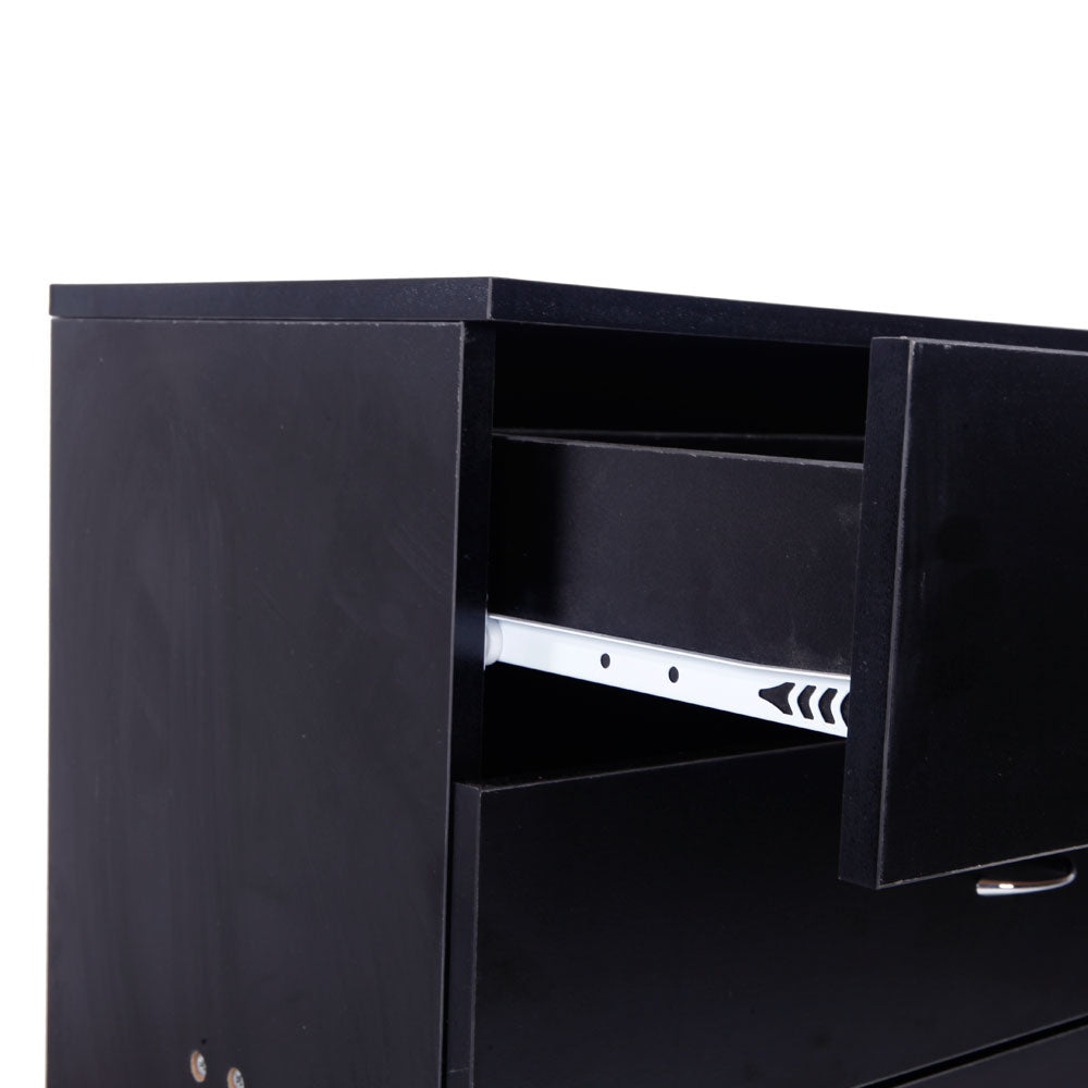 Black Chest of Drawers Dresser Wood Organizer Cabinet, 4 Drawer Nightstand Side Table, Furniture for Bedroom