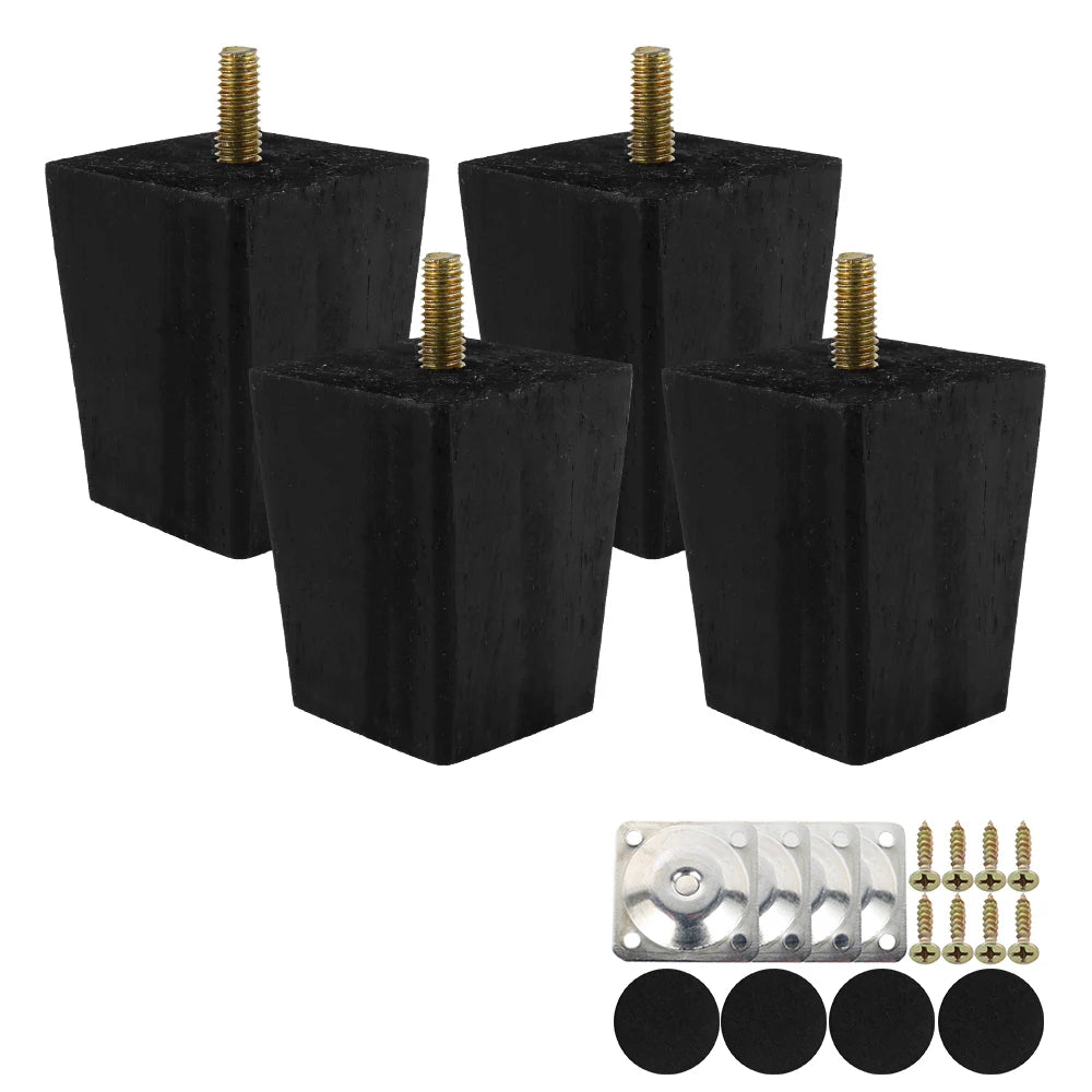 4Pcs 6/10/15Cm Solid Wood Furniture Feets Sofa Cabinets Legs Square Bed Table Chair Replacement Feet Home Furniture Accessories
