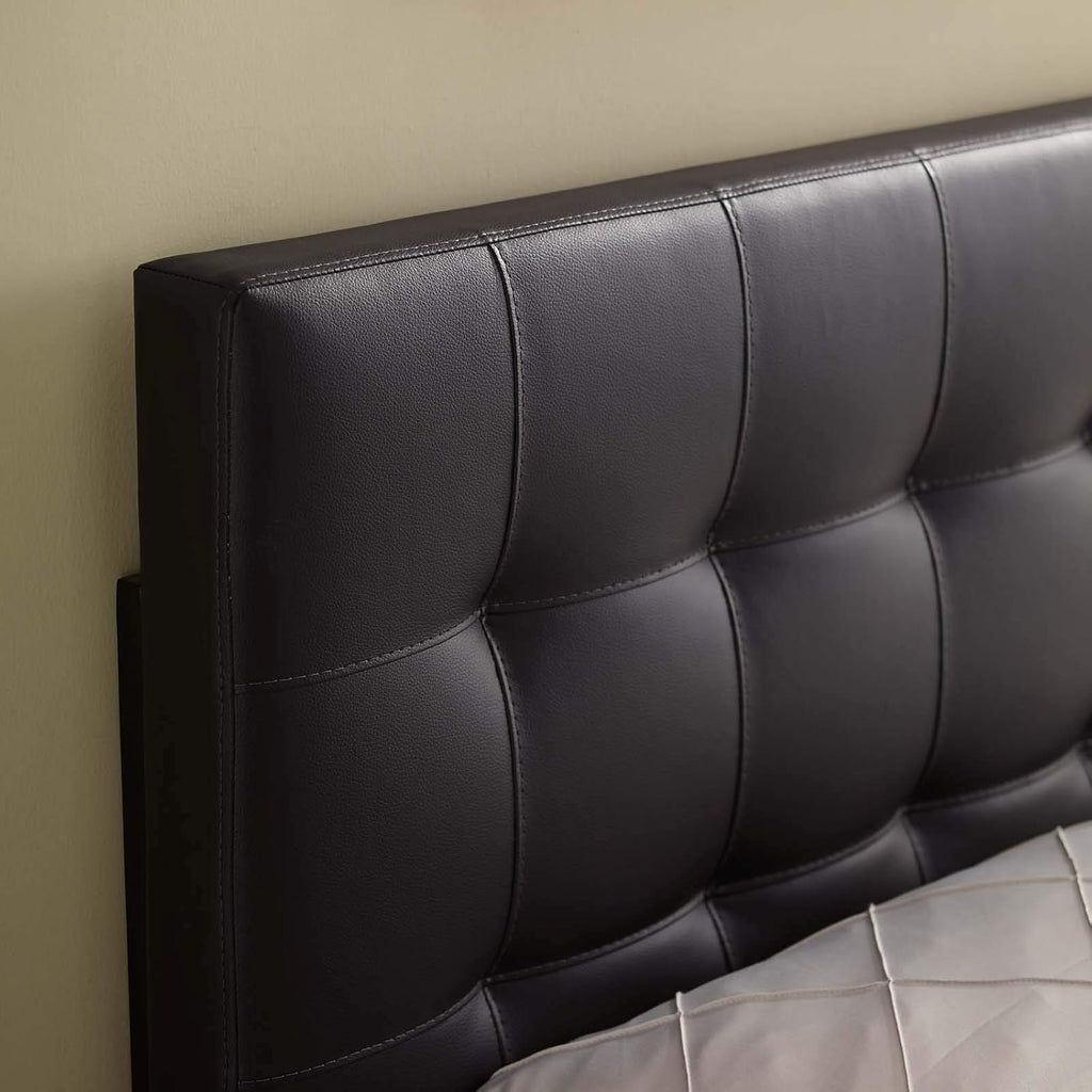 Lily Tufted Faux Leather Upholstered Twin Headboard in Brown