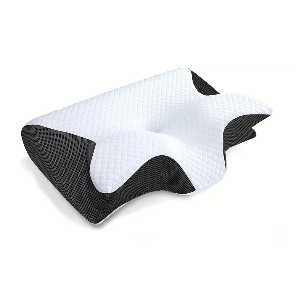 Butterfly Memory Foam Pillow, Cervical Support Neck Pain Relief Pillow for Side Back Sleeper, Contoured Ergonomic Sleep Pillow