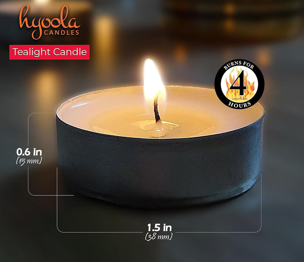 Tea Lights Candles - 50 Bulk Candles Pack - Natural Palm Oil Tea Light - European Quality White Unscented Tealight Candles - 4 Hour Burn Time