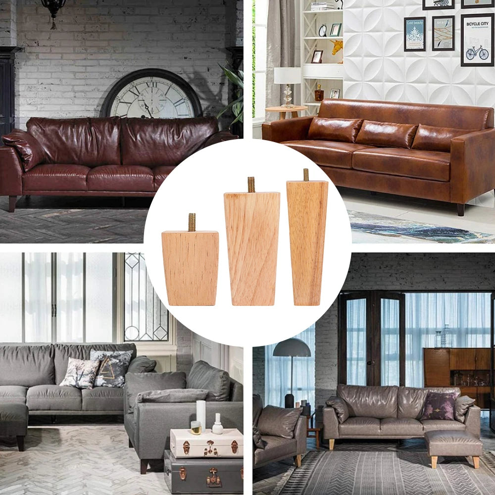 4Pcs 6/10/15Cm Solid Wood Furniture Feets Sofa Cabinets Legs Square Bed Table Chair Replacement Feet Home Furniture Accessories