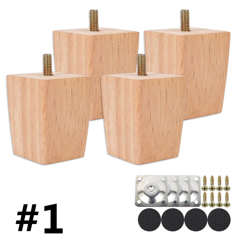 4Pcs 6/10/15Cm Solid Wood Furniture Feets Sofa Cabinets Legs Square Bed Table Chair Replacement Feet Home Furniture Accessories