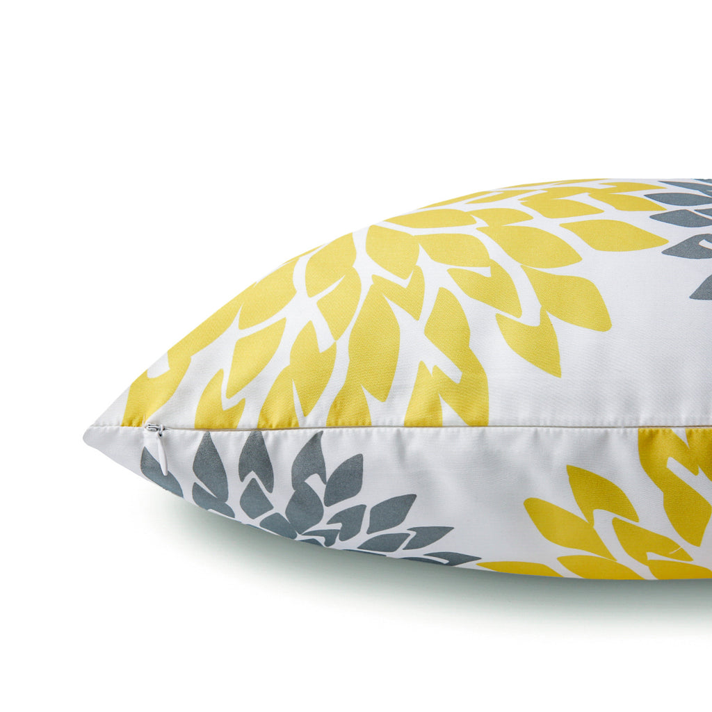 New Living Series Double-Sided Design Decorative Throw Pillow Cover, 18" X 18", Yellow/Gray, 4 Pack