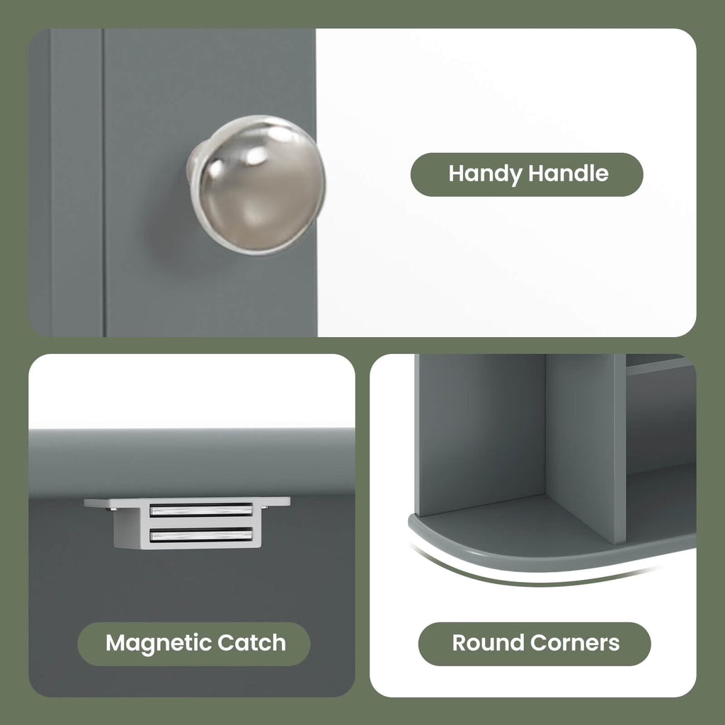 Costway Versatile Wall-Mounted Bathroom Storage Cabinet with Mirror in Gray
