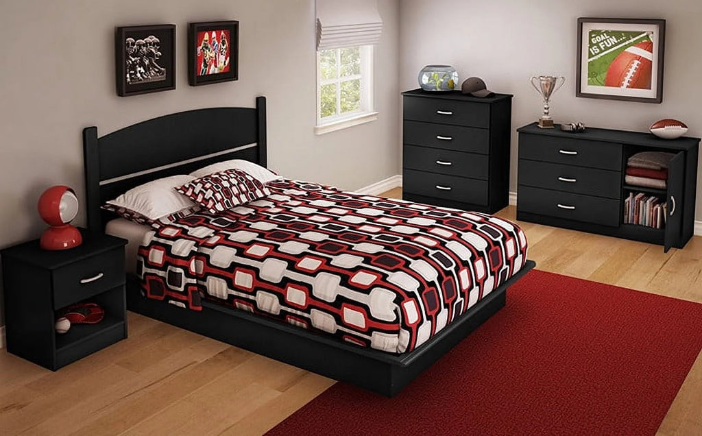 Black Chest of Drawers Dresser Wood Organizer Cabinet, 4 Drawer Nightstand Side Table, Furniture for Bedroom