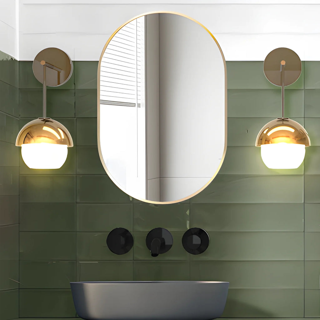 Oval Bathroom Mirror Capsule Wall Vanity Mirror, 24"X36" Gold Pill Mirrors Has Metal Frame for Bathroom