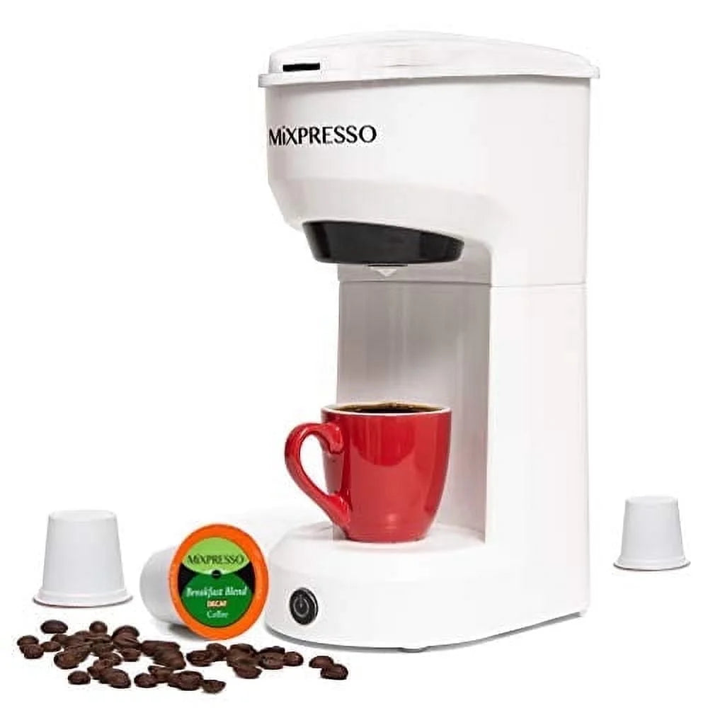 Single Serve Coffee Brewer, K Cup Compatible & Ground Coffee, White