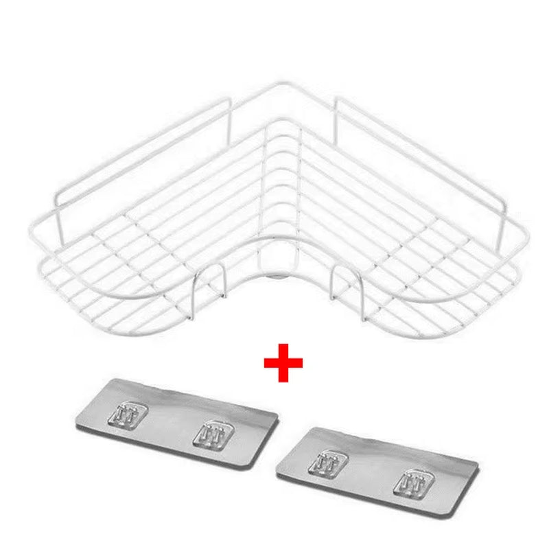 No-Drill Metal Bathroom Shelves for Organized Storage of Cleaning and Kitchen Supplies