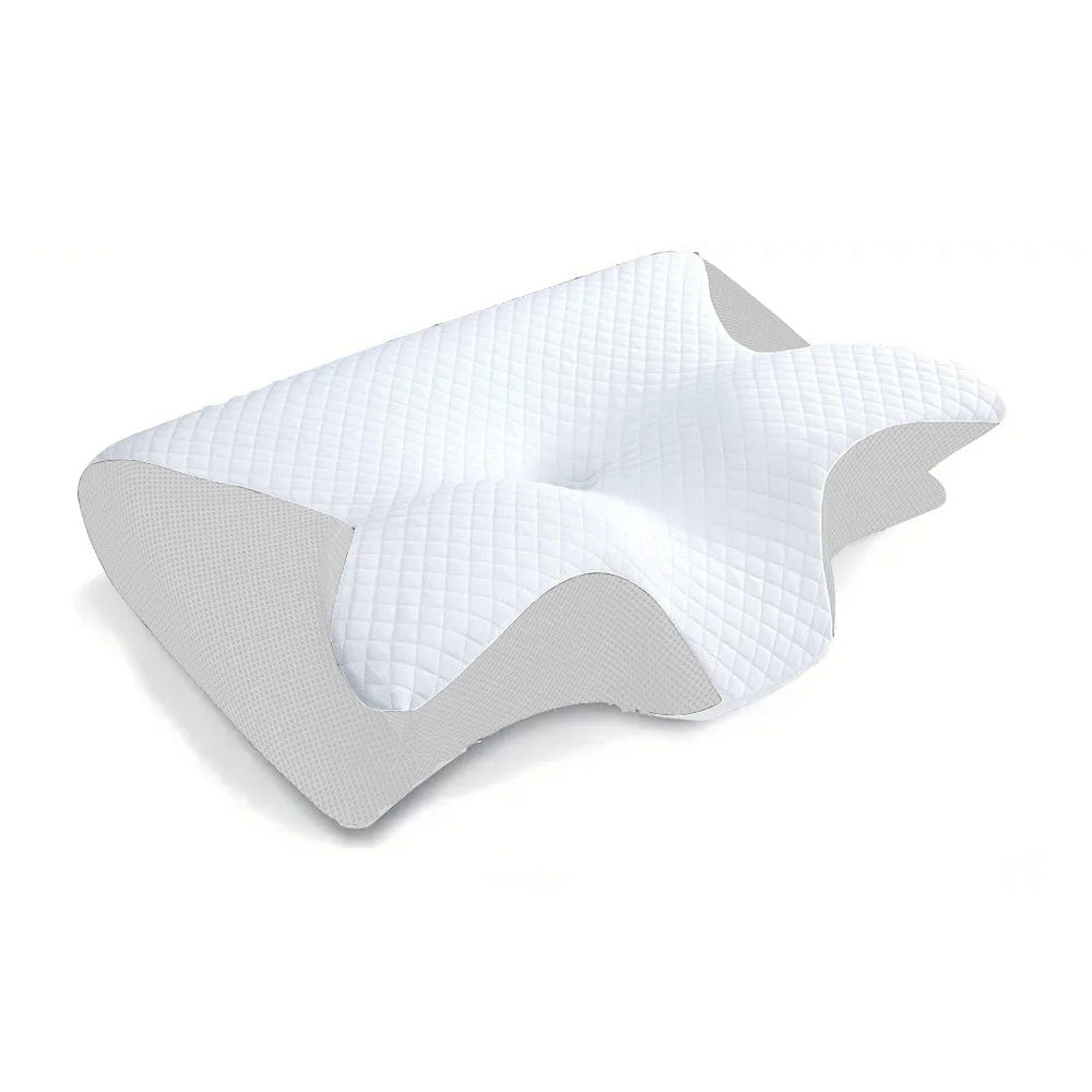 Butterfly Memory Foam Pillow, Cervical Support Neck Pain Relief Pillow for Side Back Sleeper, Contoured Ergonomic Sleep Pillow