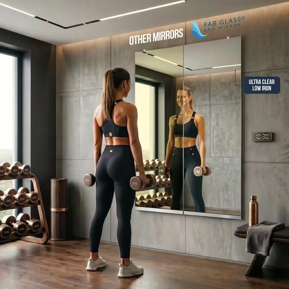 HD Gym Mirror 1/4 In. Thick 36 In. W X 72 In. H Tempered Glass, Safety-Backed, Free Hardware Included