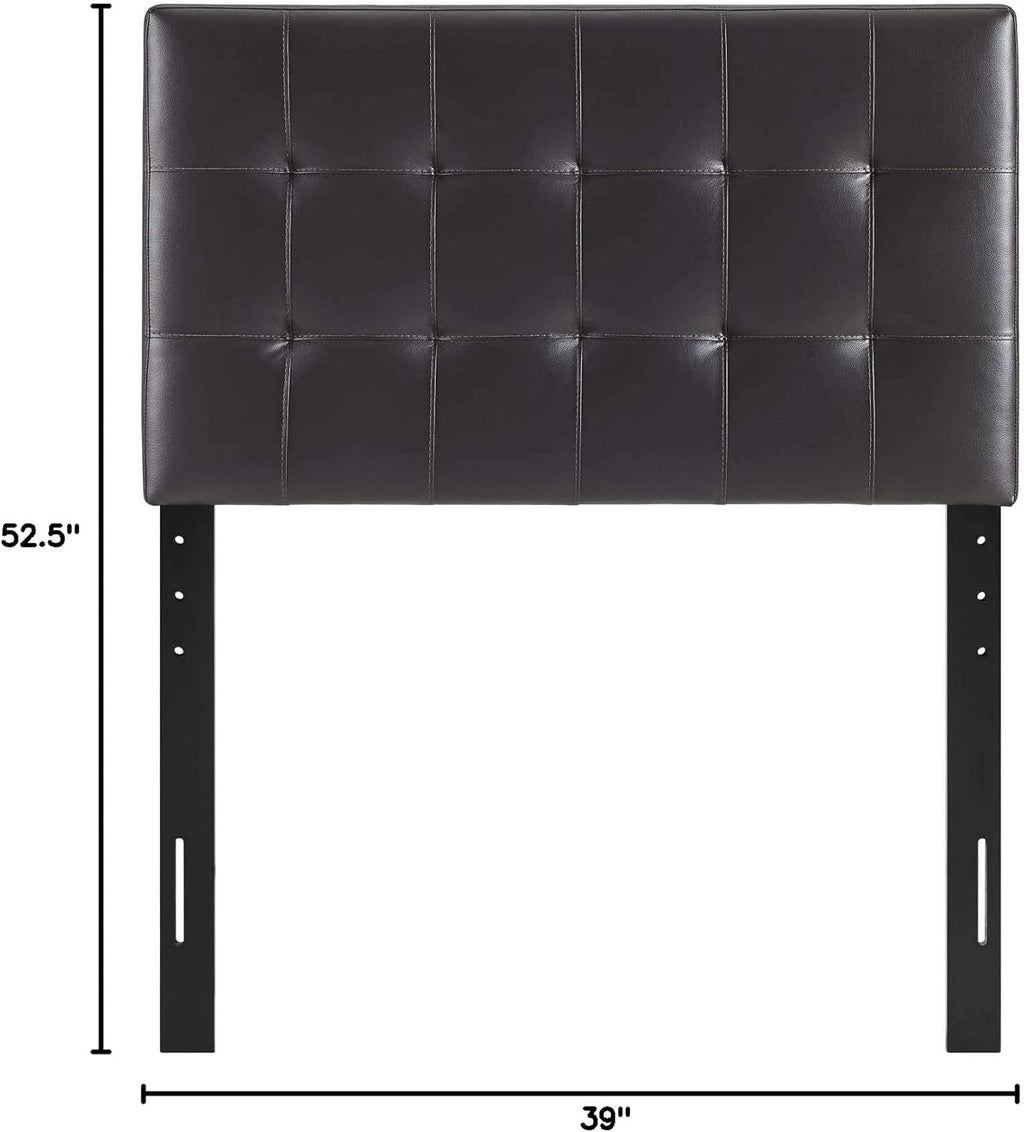 Lily Tufted Faux Leather Upholstered Twin Headboard in Brown