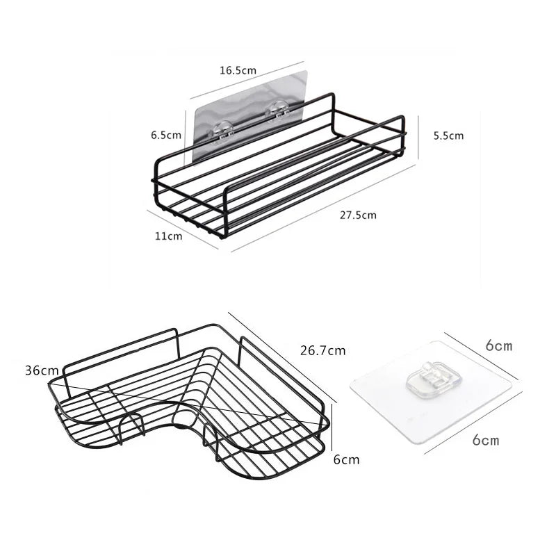 No-Drill Metal Bathroom Shelves for Organized Storage of Cleaning and Kitchen Supplies