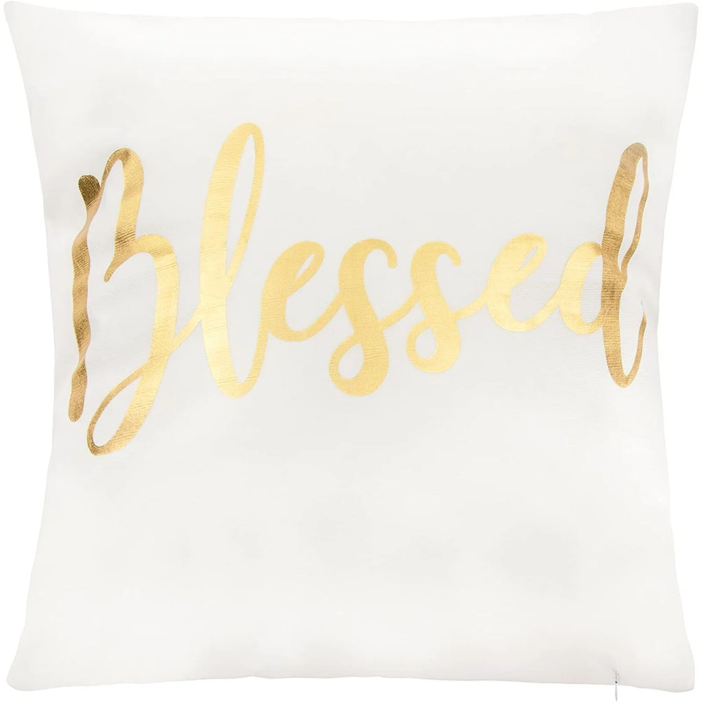 White Throw Pillow Covers, Blessed, Hope, Believe, and Faith (18 X 18 In, 4 Pack)
