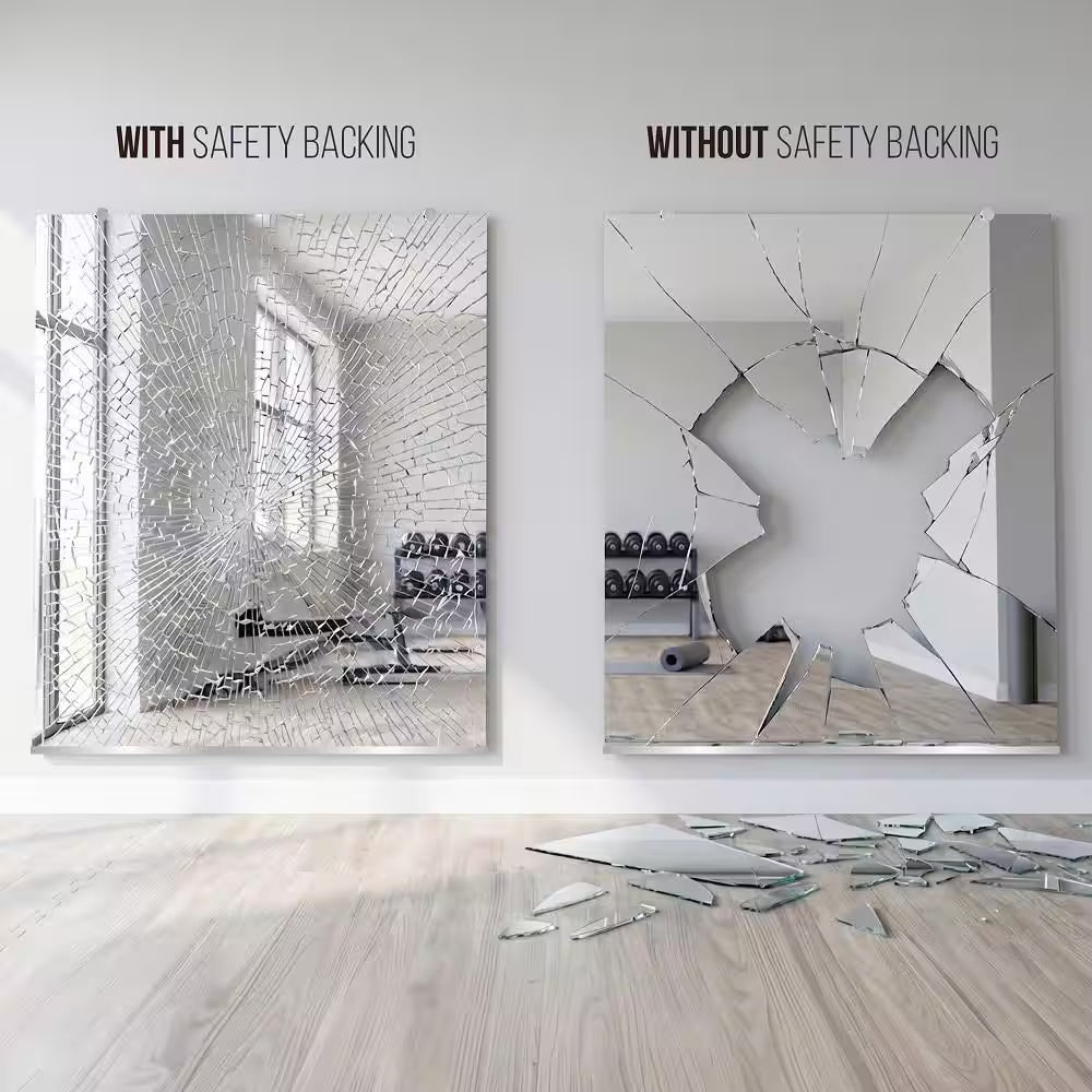 HD Gym Mirror 1/4 In. Thick 36 In. W X 72 In. H Tempered Glass, Safety-Backed, Free Hardware Included