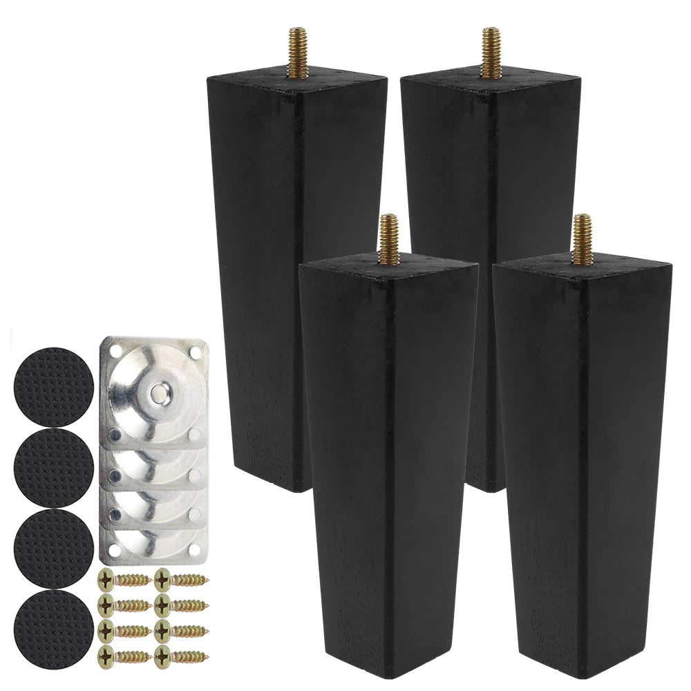 4Pcs 6/10/15Cm Solid Wood Furniture Feets Sofa Cabinets Legs Square Bed Table Chair Replacement Feet Home Furniture Accessories