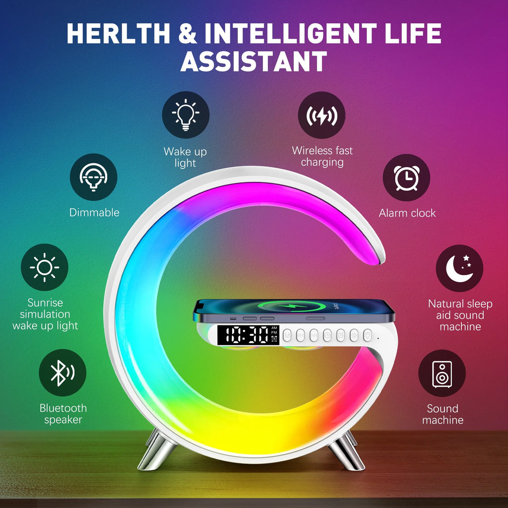 LED Display Table Lamp Digital Alarm Clock, Wireless Charging