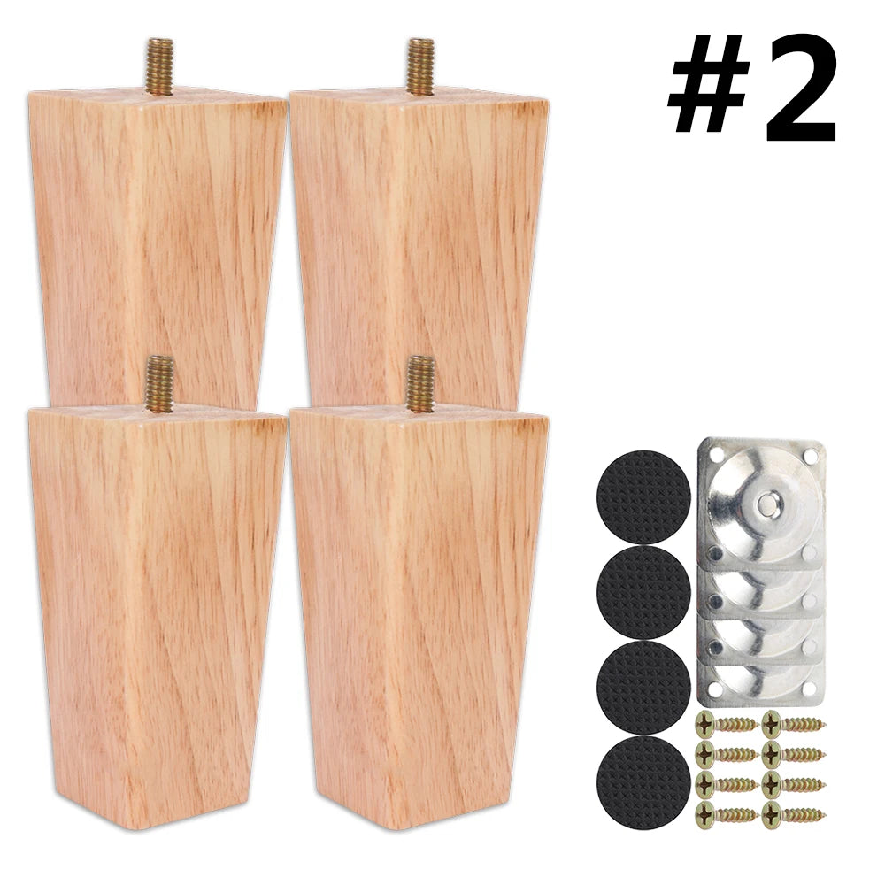 4Pcs 6/10/15Cm Solid Wood Furniture Feets Sofa Cabinets Legs Square Bed Table Chair Replacement Feet Home Furniture Accessories