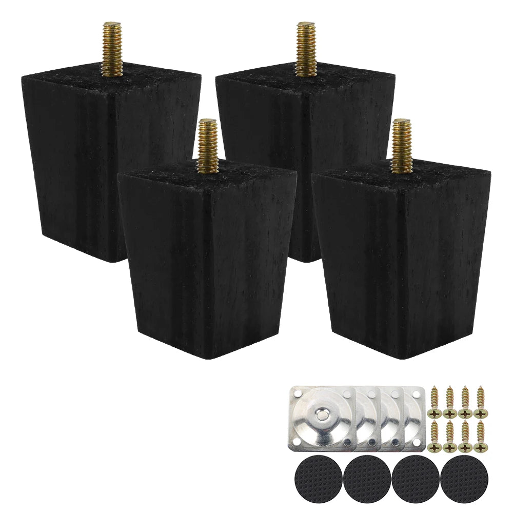 4Pcs 6/10/15Cm Solid Wood Furniture Feets Sofa Cabinets Legs Square Bed Table Chair Replacement Feet Home Furniture Accessories
